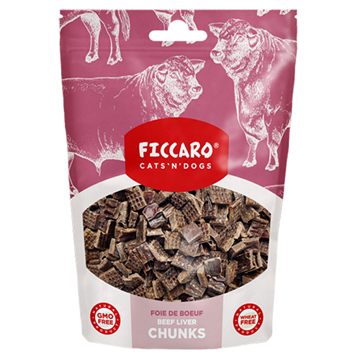 Ficcaro Beef Liver Chunks, hundegodbid med okselever, 100 g.