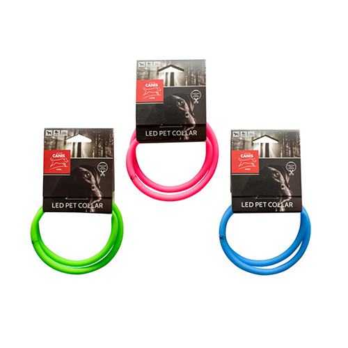 Active Canis USB LED collar, halsbånd til hund med lys, blå