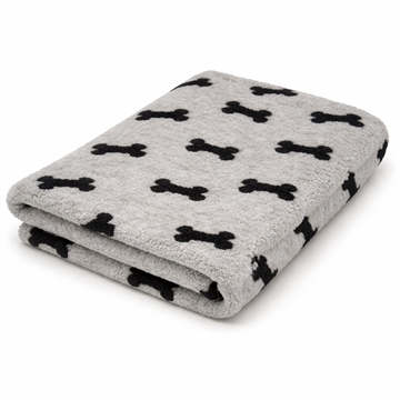 Vetbed hundetæppe, Grå med kødben, non-slip, 100x75 cm
