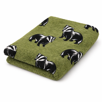 Vetbed hundetæppe, grøn med grævling, non-slip, 150×100 cm