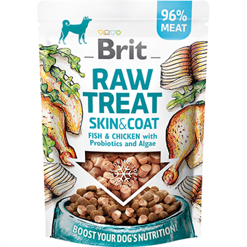 Brit Raw Treat Skin & Coat, fisk og kylling med probiotika og alger, 40 gr.