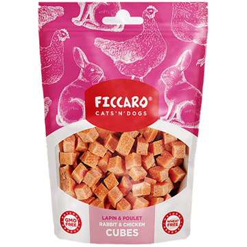 Ficcaro Rabbit & Chicken Cubes, hundegodbid med kanin og kylling, 100 g.