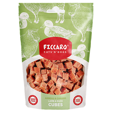 Ficcaro Lamb & Duck Cubes, hundegodbid med lam og and, 100 g.
