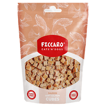 Ficcaro Soft Salmon Cubes, hundegodbid med laks, 100 g.