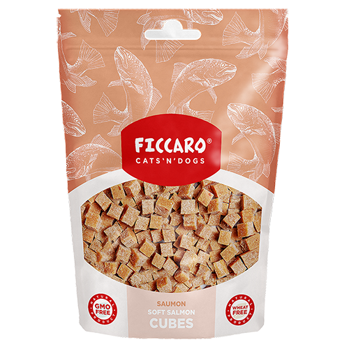Ficcaro Soft Salmon Cubes, hundegodbid med laks, 100 g.