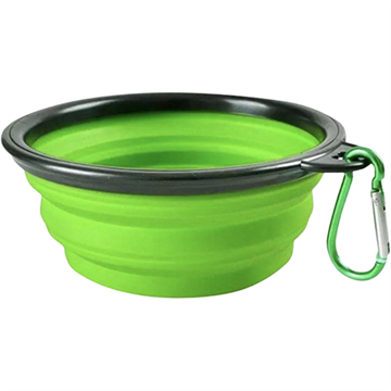 Foldbar hundeskål i blød plast, grøn, 350 ml