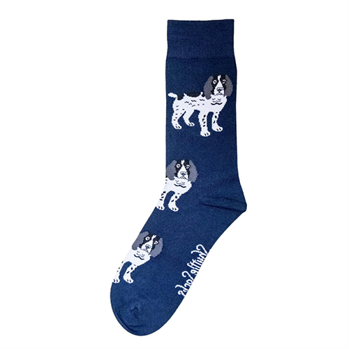 ShuttleSocks sokker med sort og hvid spaniel, Navy