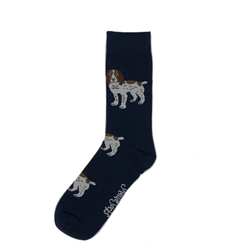 ShuttleSocks sokker med brun og hvid spaniel, navy