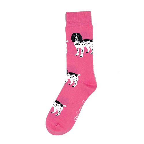 ShuttleSocks sokker med sort og hvid spaniel, Pink