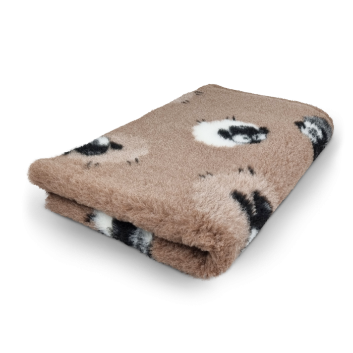 Vetbed hundetæppe, lysbrun med får, non-slip, 100x75 cm
