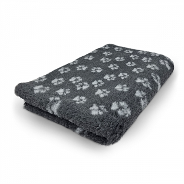 Vetbed hundetæppe, anthracite med små grå poter, non-slip, 150x100 cm