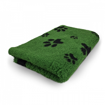 Vetbed hundetæppe, grøn med sorte poter, non-slip, 150×100 cm